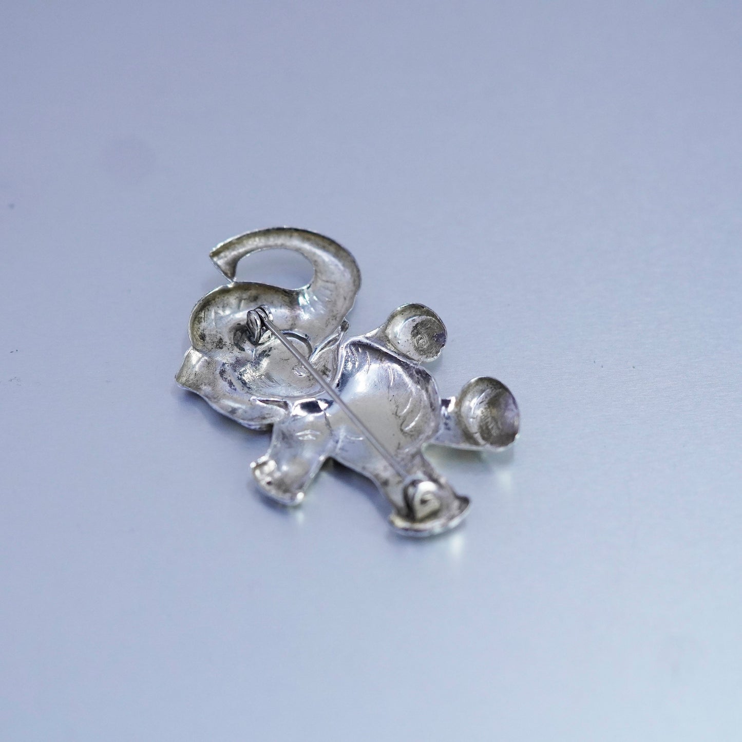 Vintage sterling silver handmade brooch, 925 elephant pin
