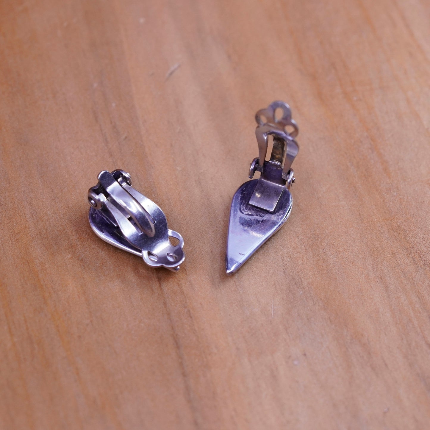 Native American Zuni Sterling 925 silver clip on teardrop earrings turquoise