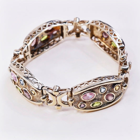 6”, SETA vermeil gold over Sterling 924 silver tennis bracelet w/ citrine topaz
