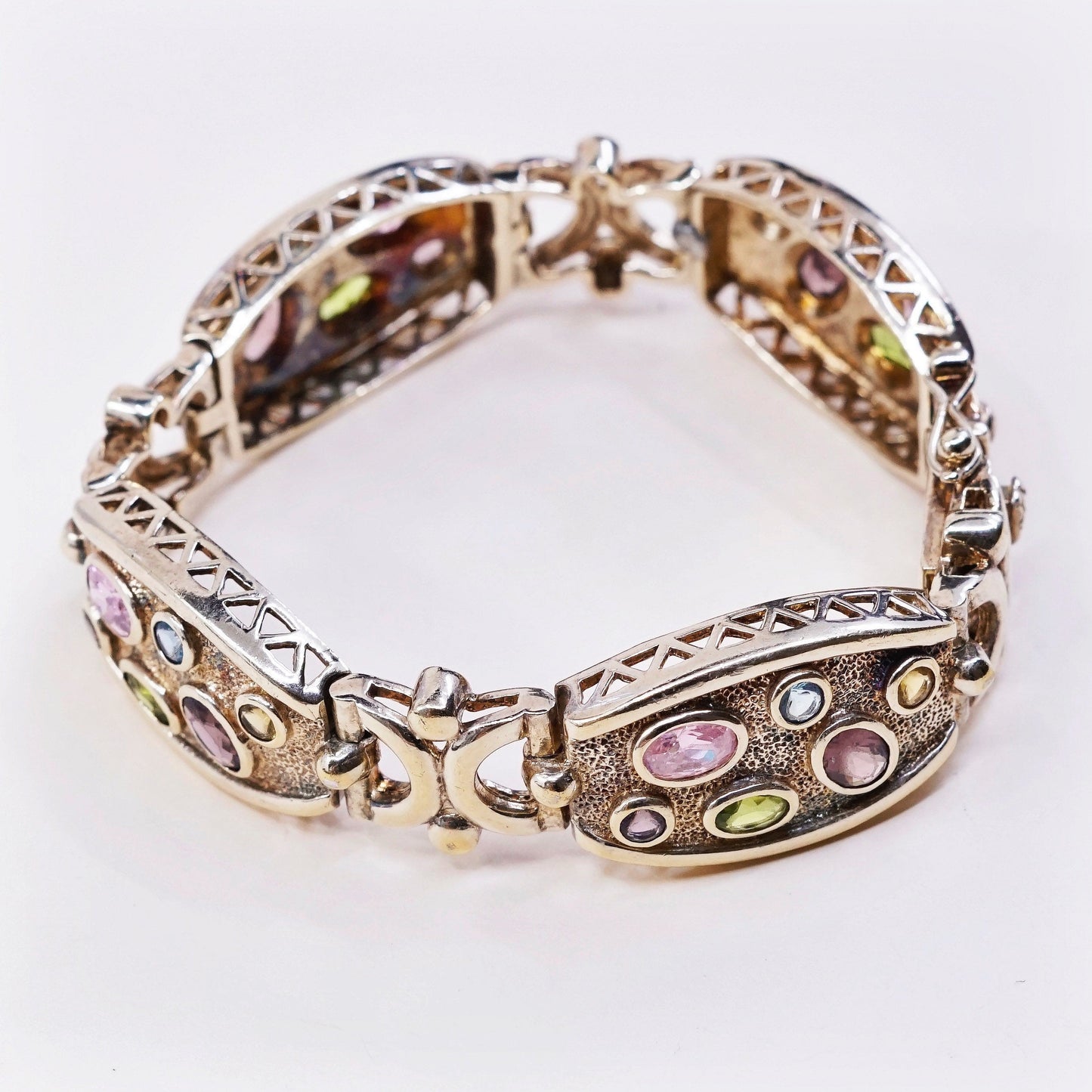 6”, SETA vermeil gold over Sterling 924 silver tennis bracelet w/ citrine topaz