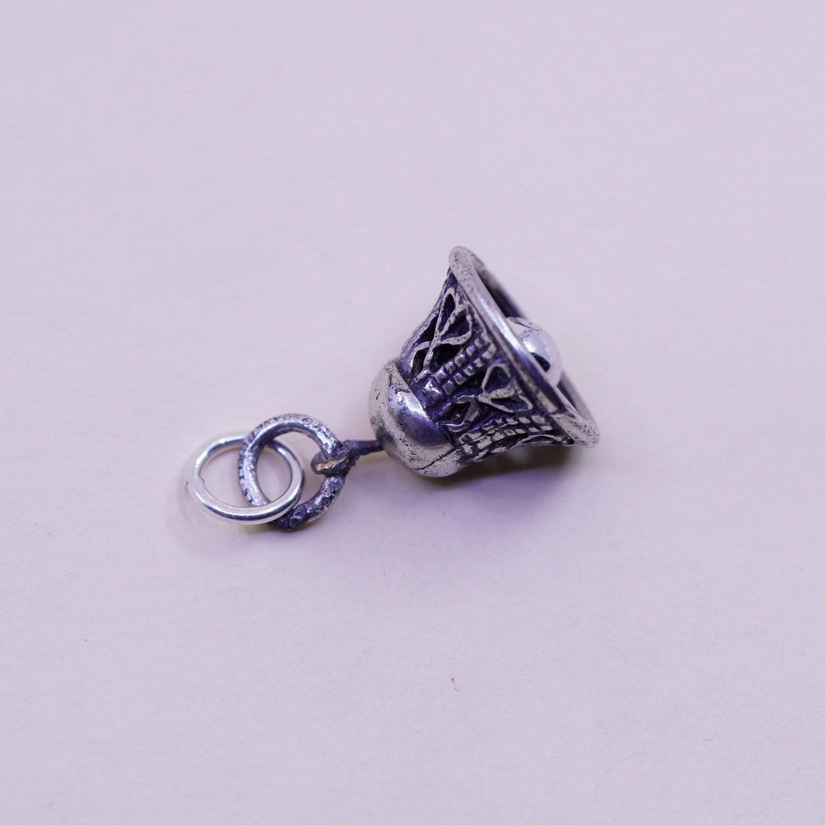 Vintage sterling silver charm, 925 filigree bell chime
