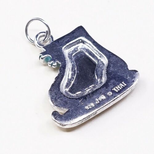 Vintage Sterling Silver Handmade Skating Shoe Pendant, Enamel Ice skate