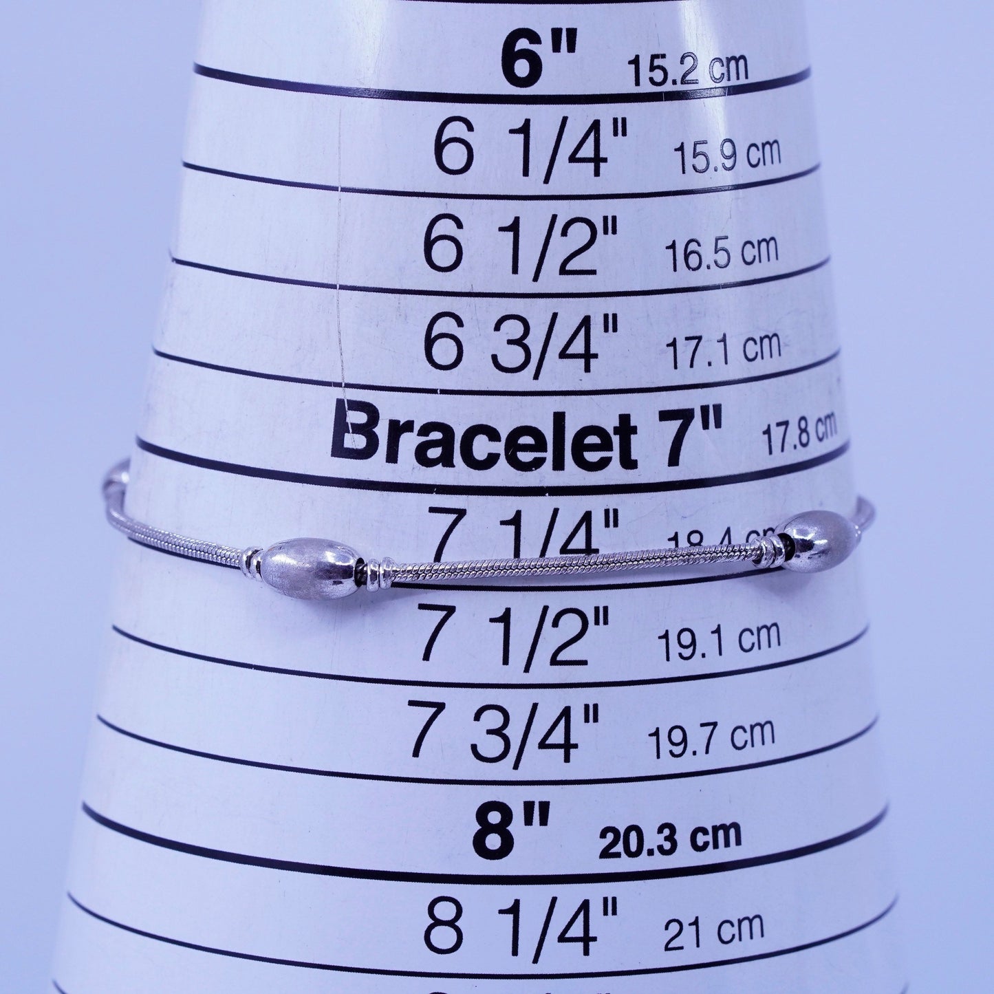 7.25”, 1mm, Sterling 925 silver handmade bracelet, snake chain with beads
