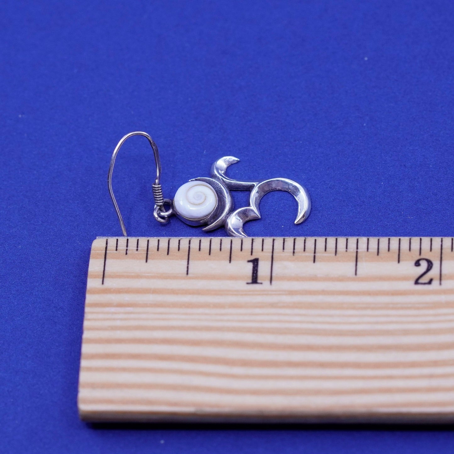 Vintage OM AUM sterling silver handmade earrings, 925 Shiva eye drops