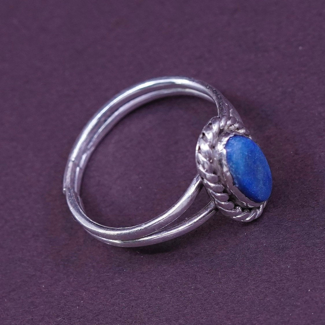 sz 7.5 VTG Native American Sterling silver handmade ring, 925 w/ blue turquoise
