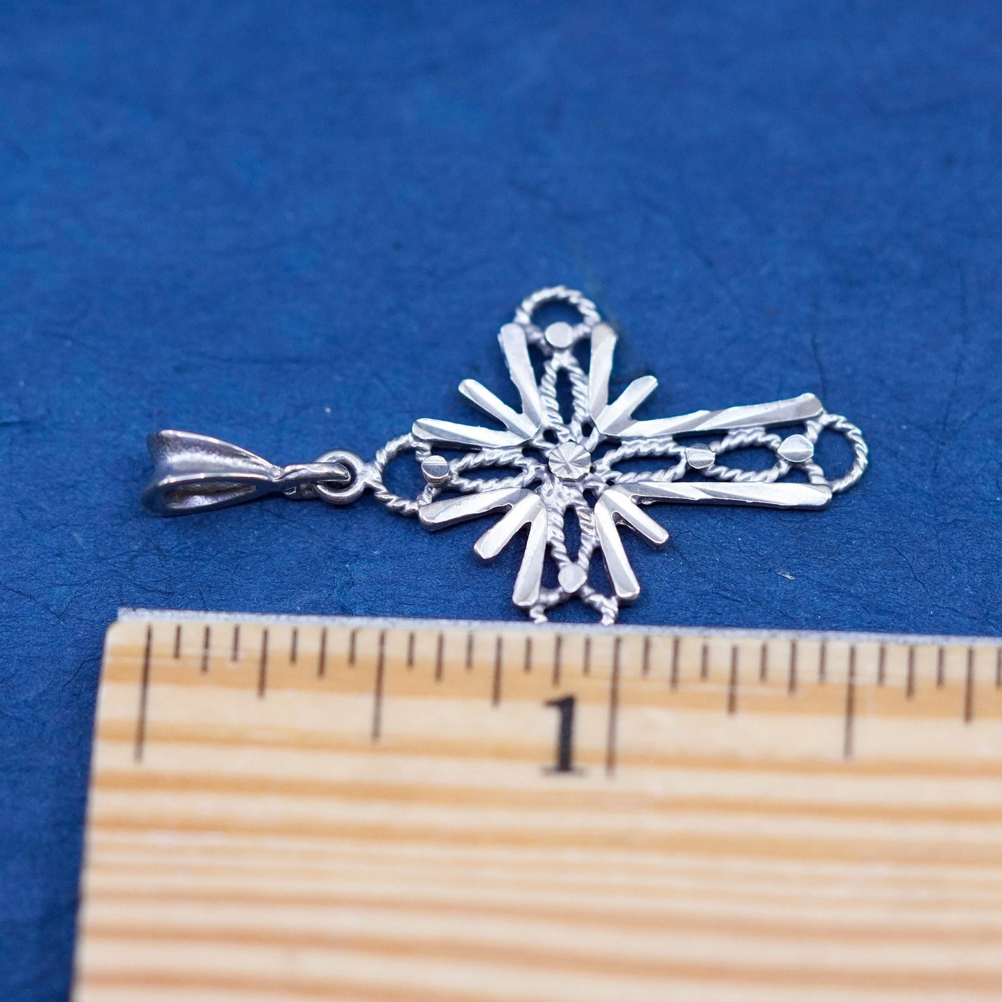 Sterling silver handmade pendant, 925 filigree cross charm