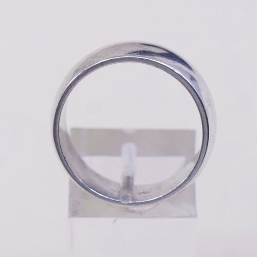 Sz 10, Vtg NM Sterling Silver Handmade Wedding Ring, 925 Silver Wide Band