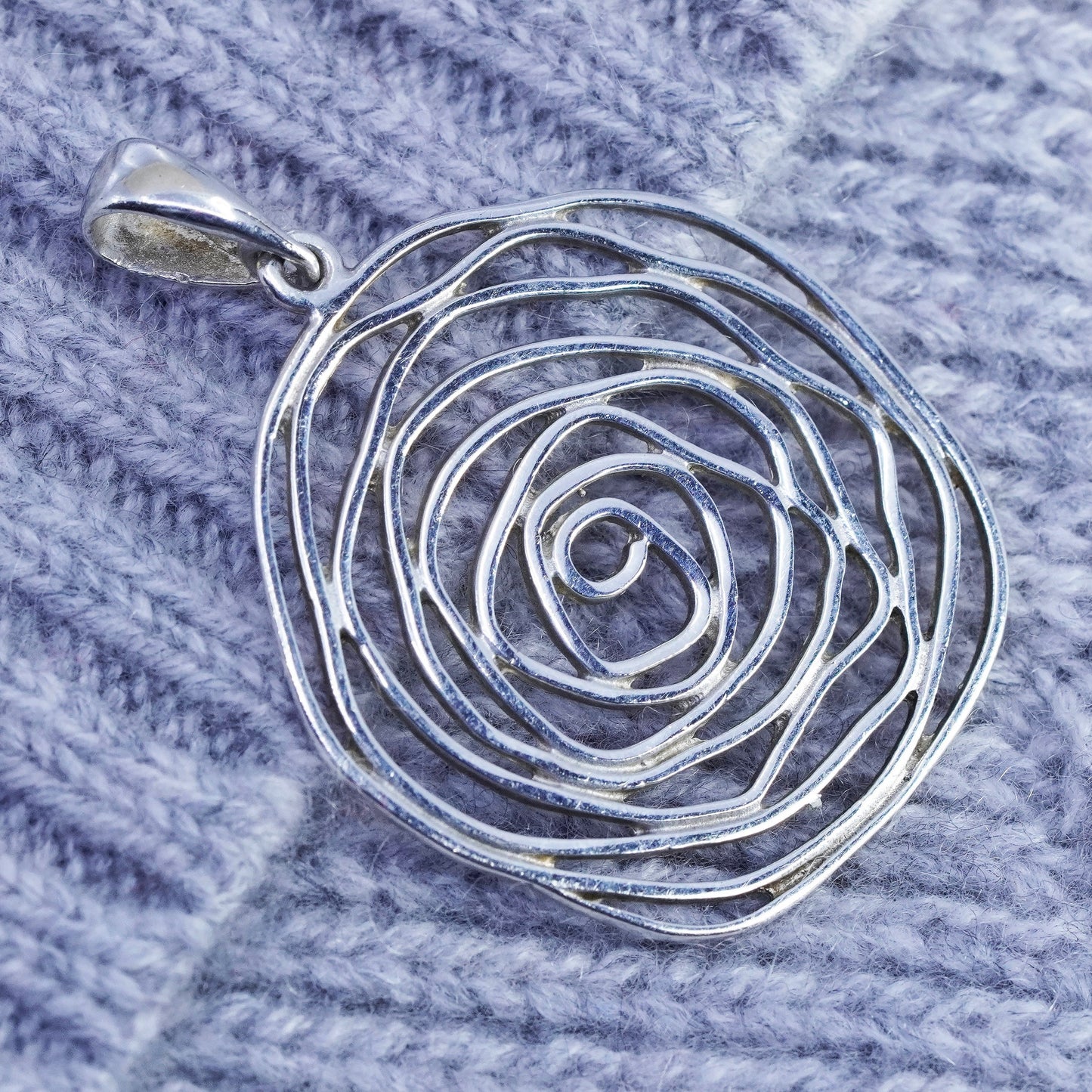Vintage sterling 925 silver filigree flower pendant charm
