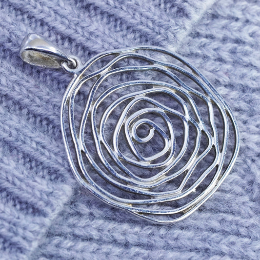 Vintage sterling 925 silver filigree flower pendant charm