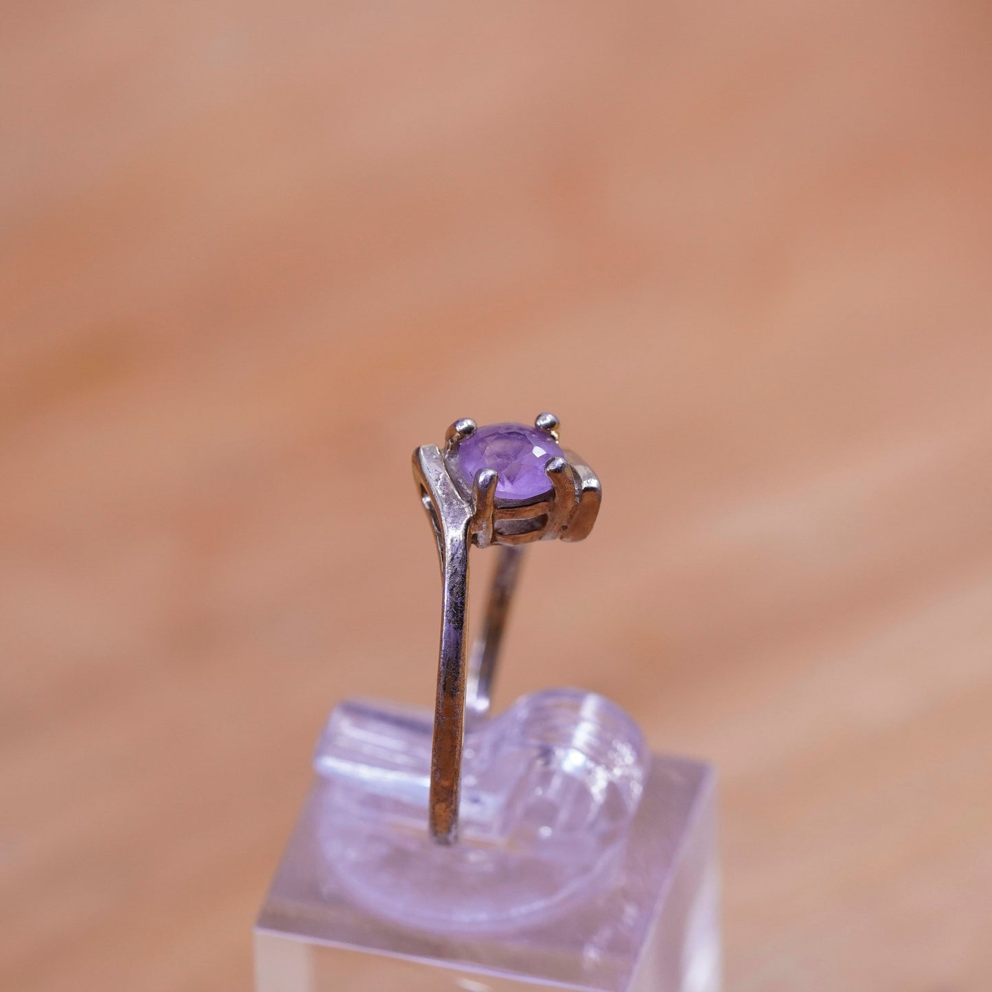 Size 7, vermeil gold over Sterling silver handmade ring, 925 band amethyst