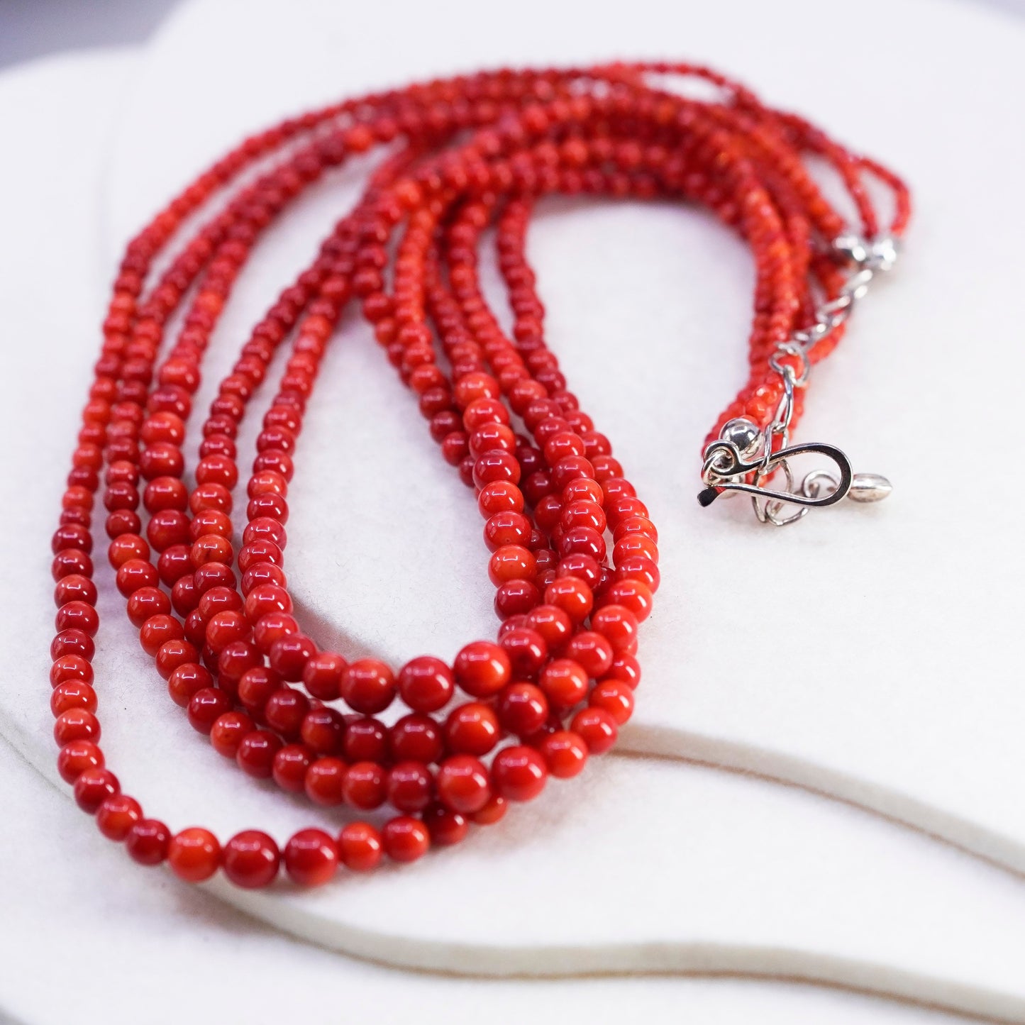 18+2”, Jay King DTR Sterling 925 silver necklace, multi strands coral chain