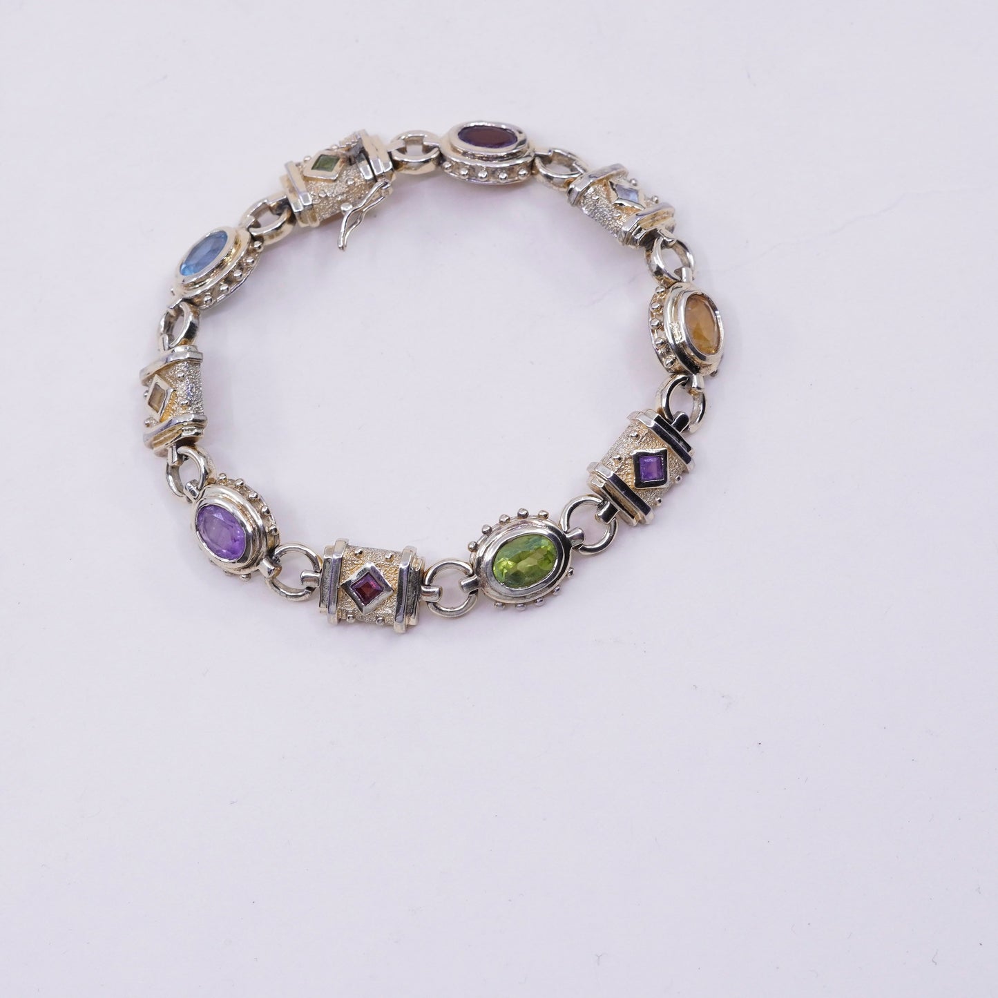 7.5”, gold sterling silver bracelet, vermeil 925 tennis bracelet peridot ruby