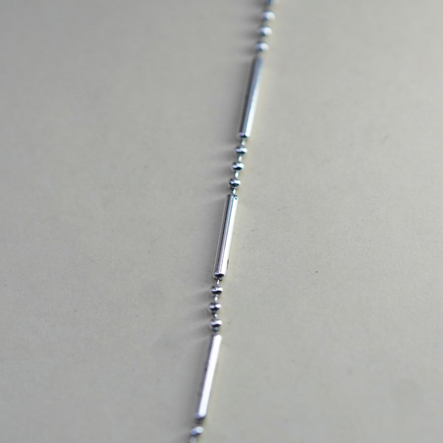24”, 1mm, Vintage sterling silver necklace, 925 bar chain with beads