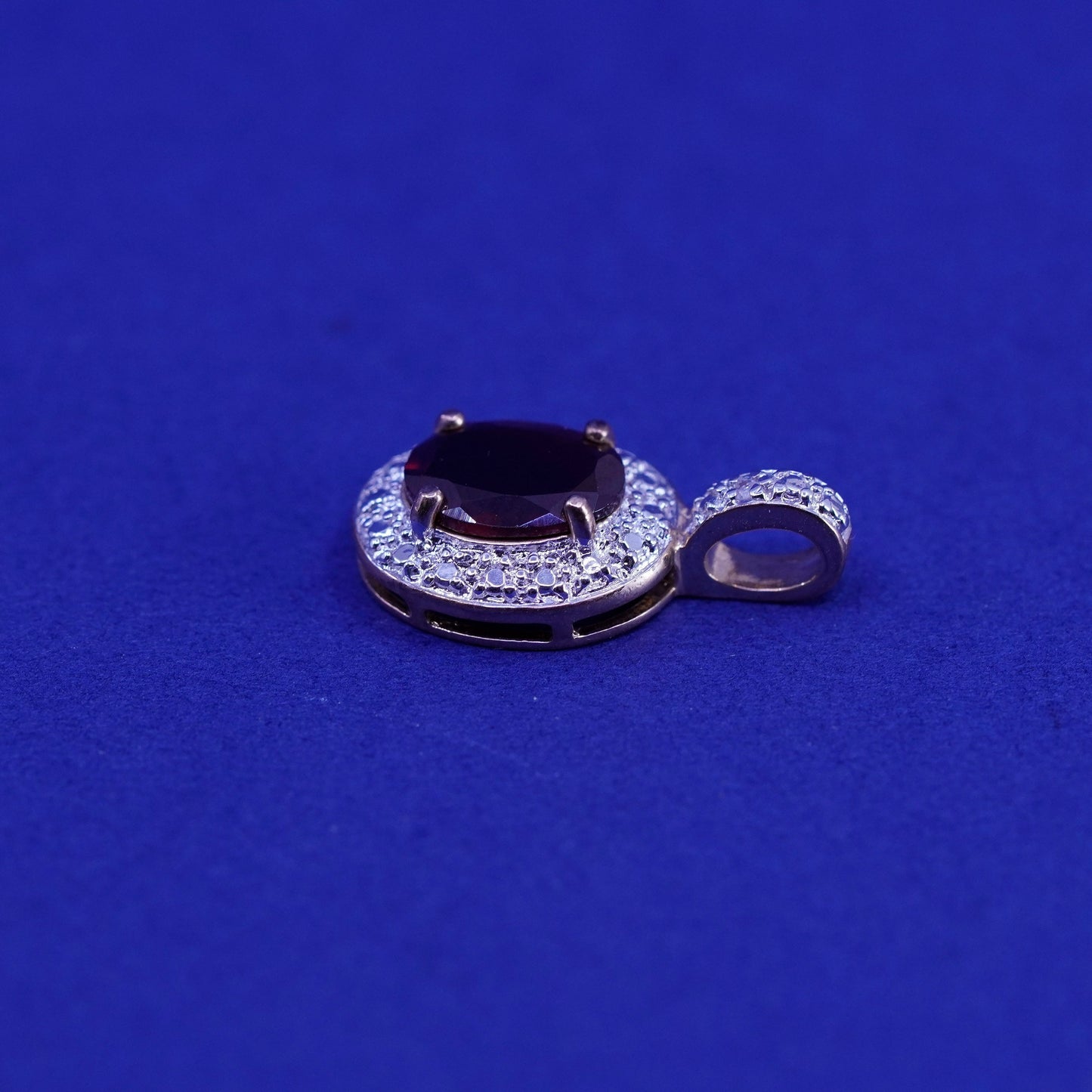 Vintage Vermeil gold over Sterling 925 silver pendant with genuine ruby diamond