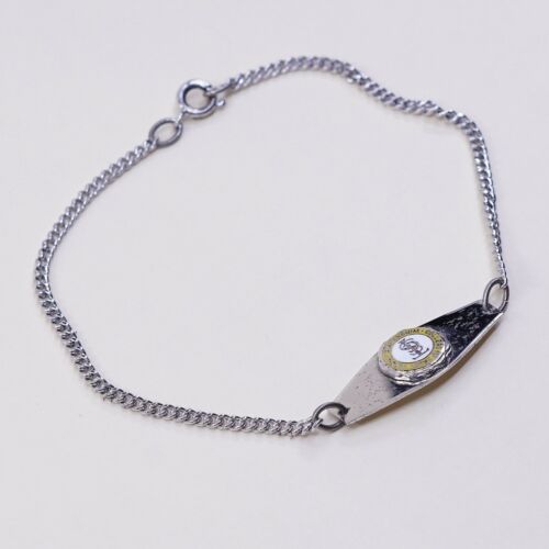 7.5”, Vintage Sterling 925 Silver Handmade Curb Bracelet w/ Saint Teresa Tag