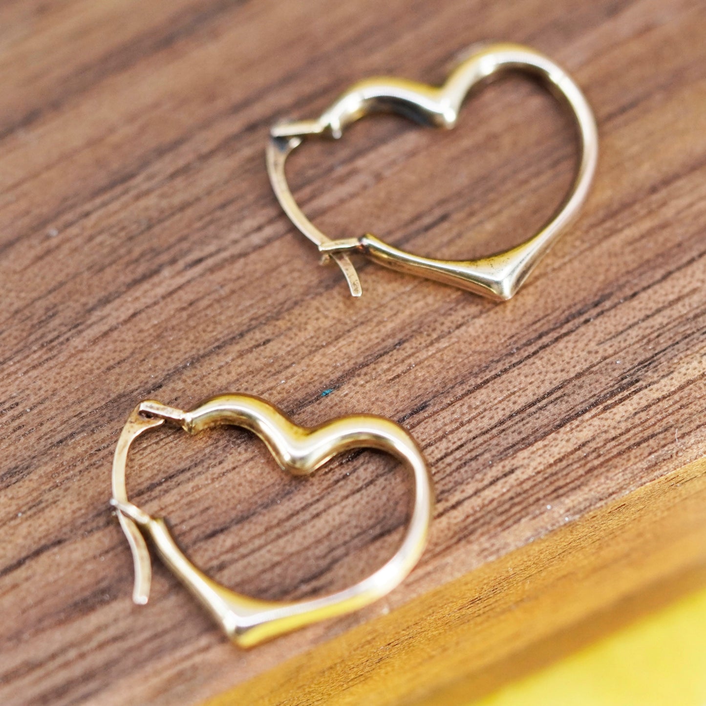 0.75”, vermeil gold over Sterling silver earrings, 925 heart hoops