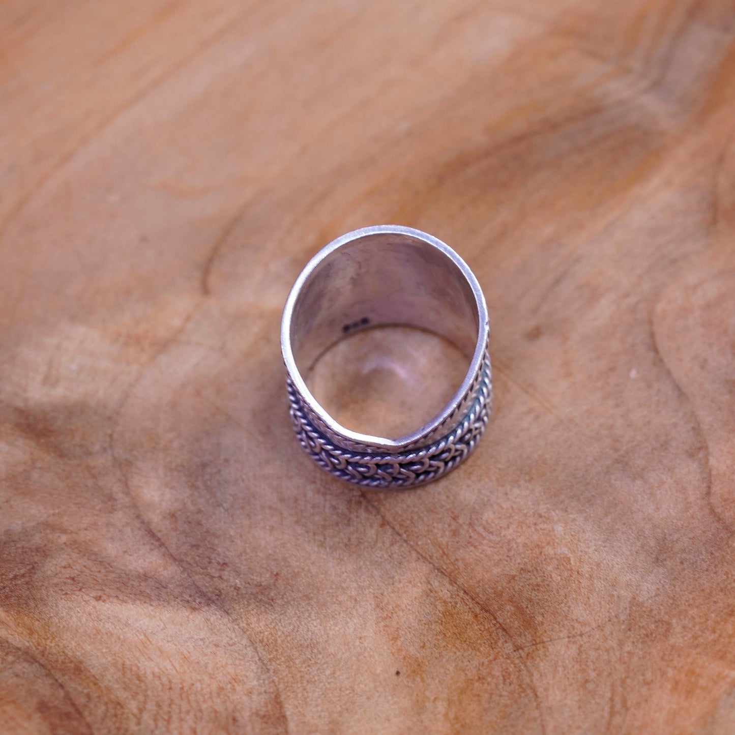 Size 4.5, vintage Sterling silver handmade ring, 925 cable wide band