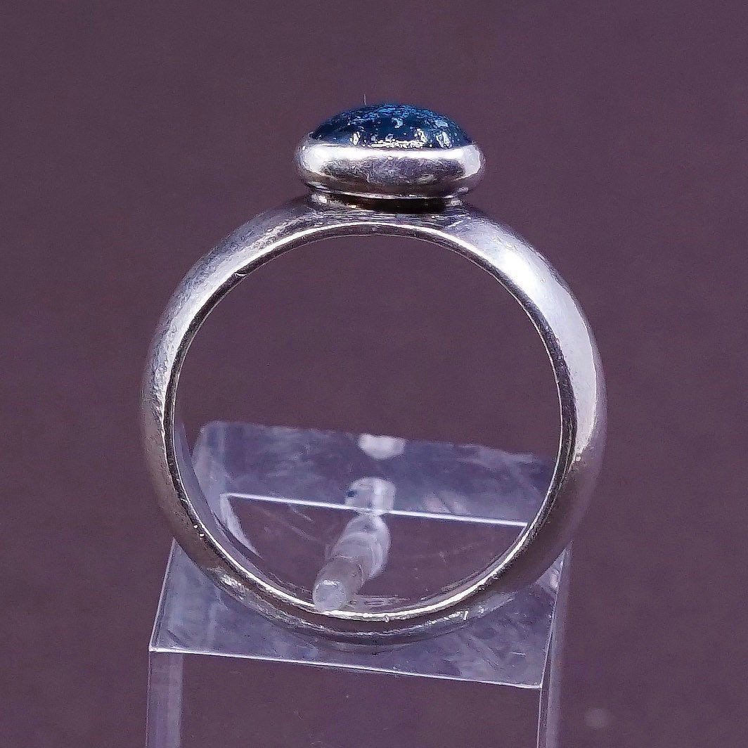 sz 7, vtg Sterling silver engagement ring, mexico 925 w/ blue crystal