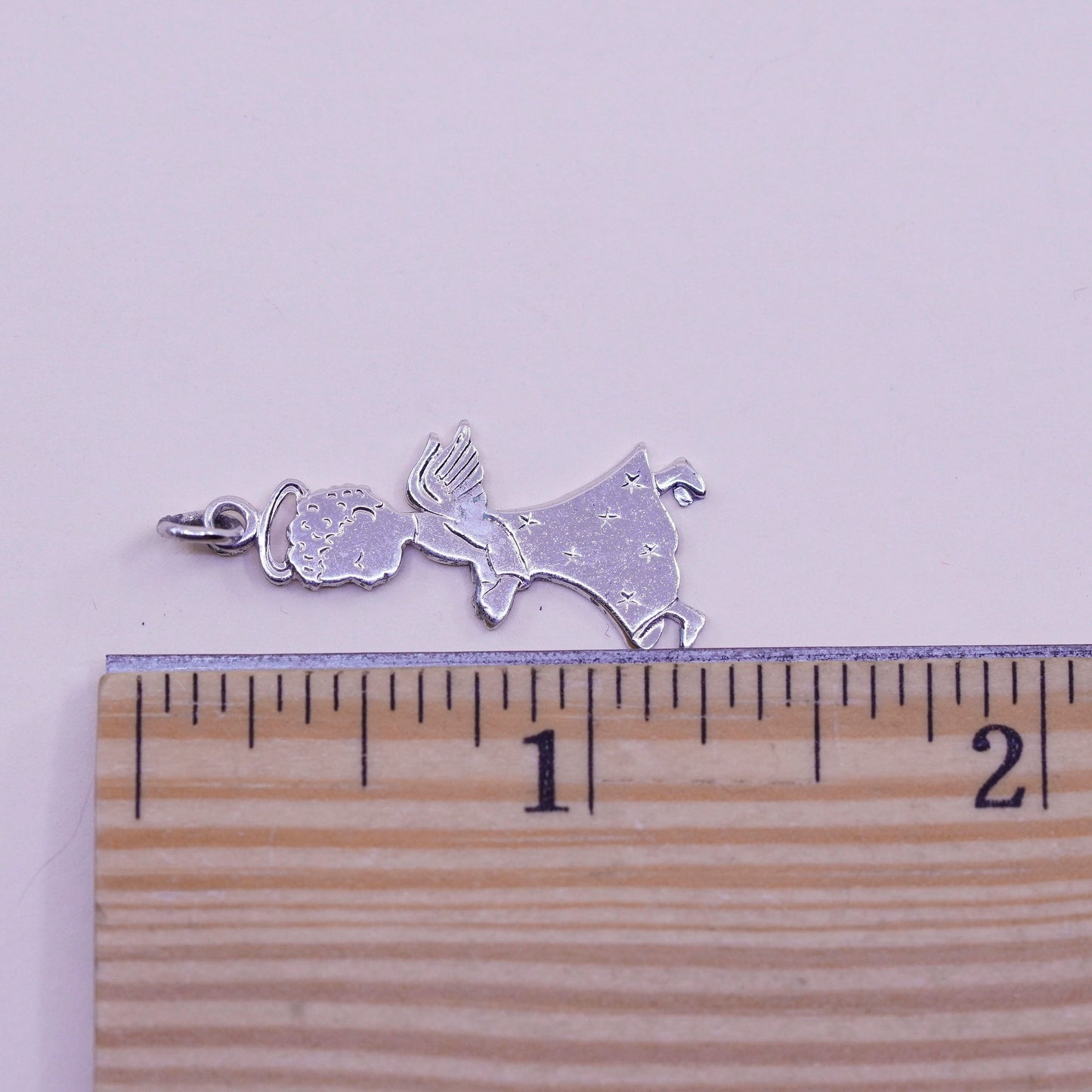 Vintage sterling silver handmade pendant, 925 angel charm