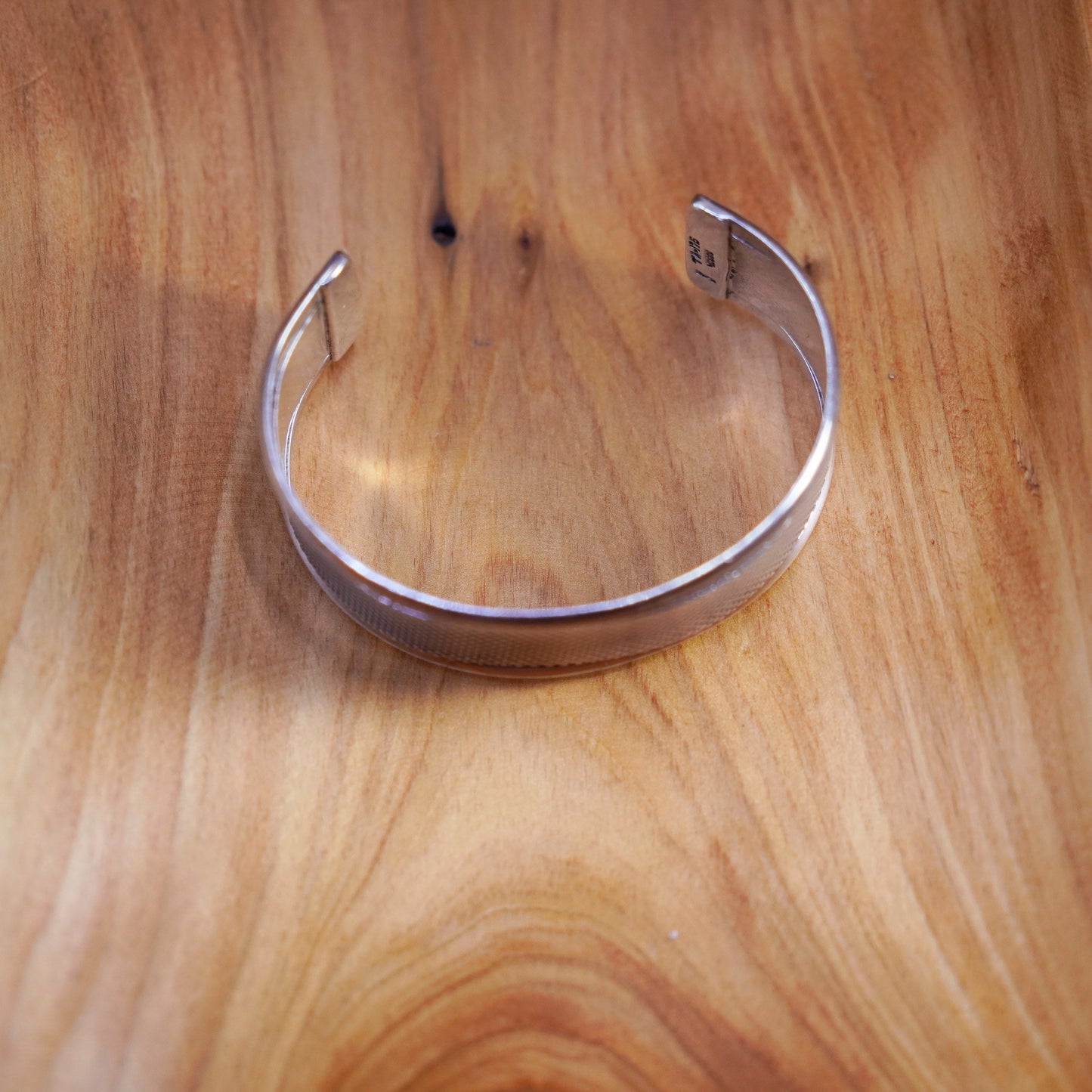 7”, Vintage Mexico Sterling silver handmade bracelet, textured 925 cuff