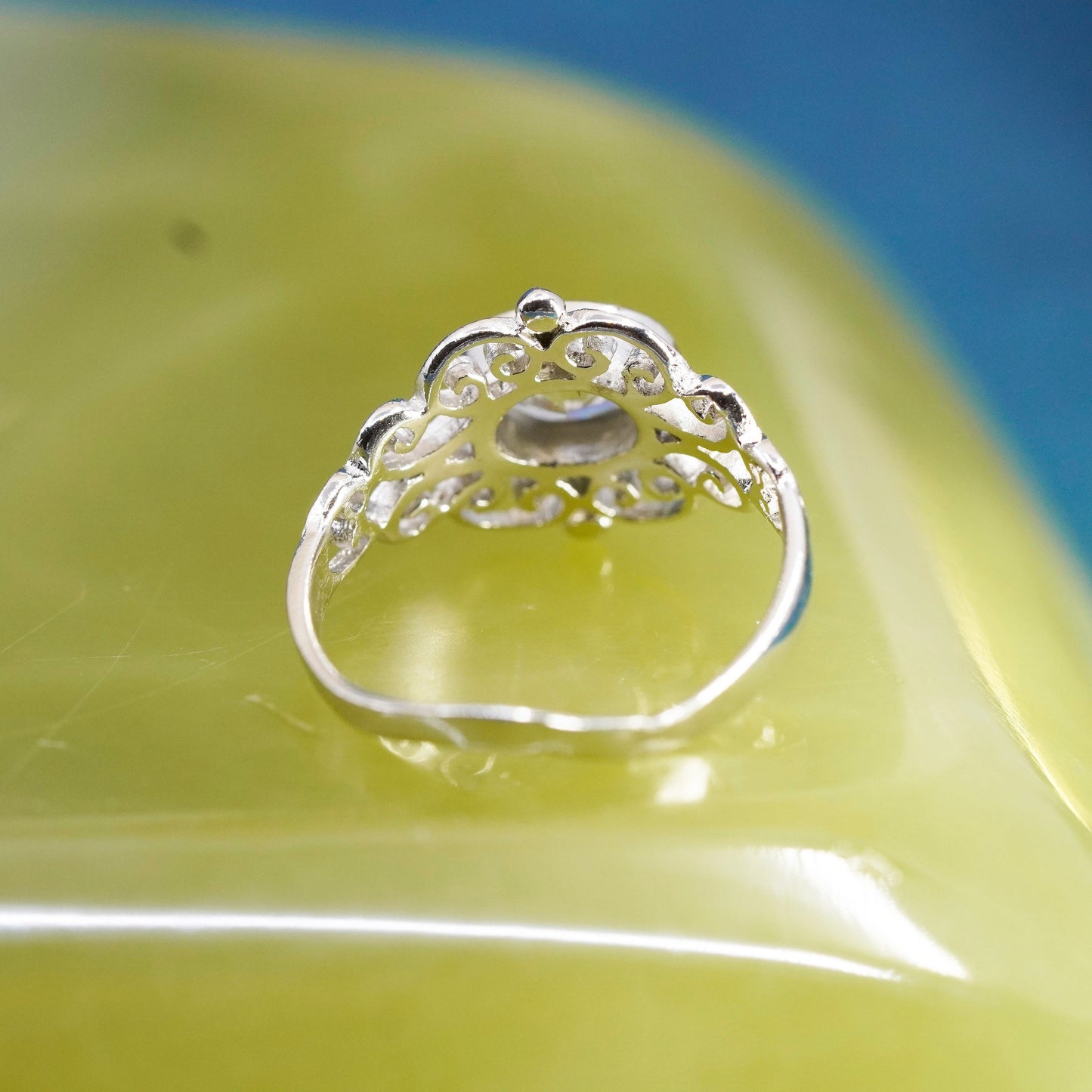 Size 6.5, vintage Sterling 925 silver handmade ring with cz