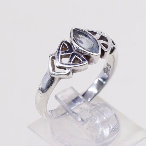 Sz 8.5, Sterling Silver Ring, 925 Silver Ring W/ blue Sapphire