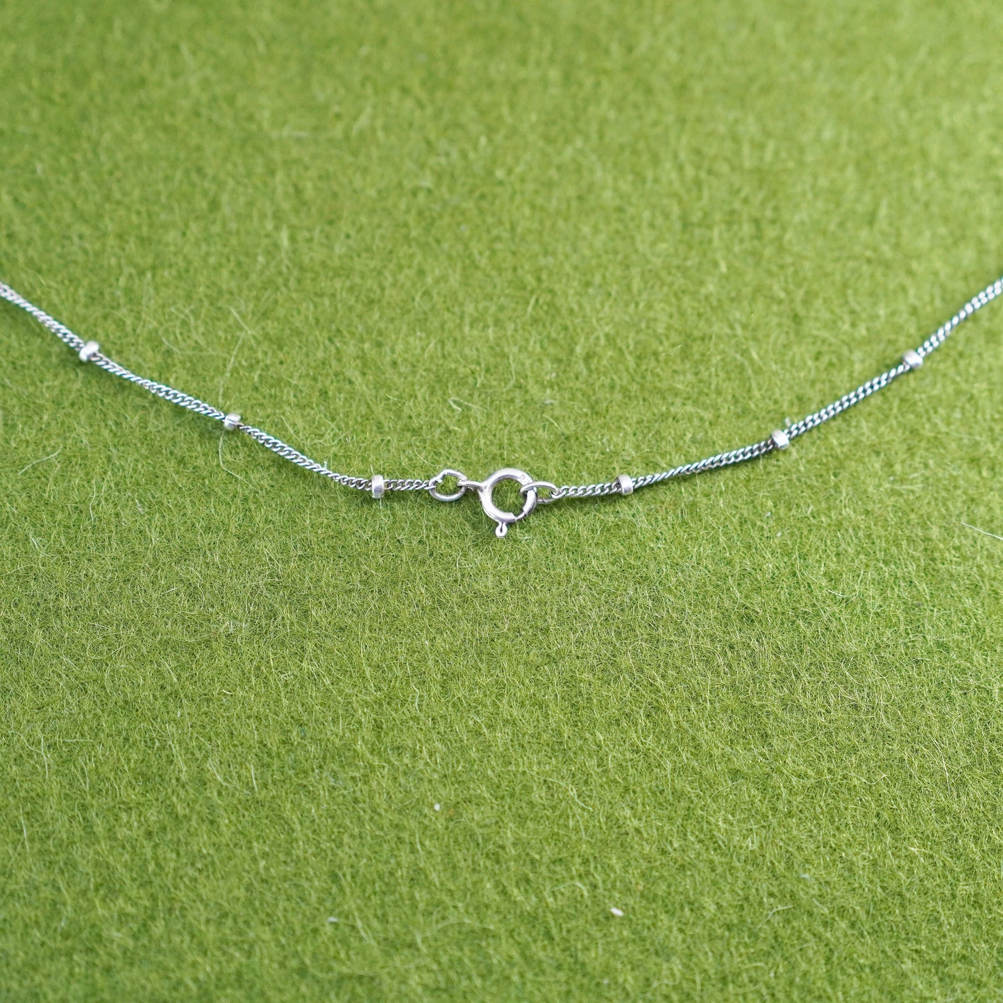 18”, Sterling 925 silver handmade beaded chain necklace with cross pendant