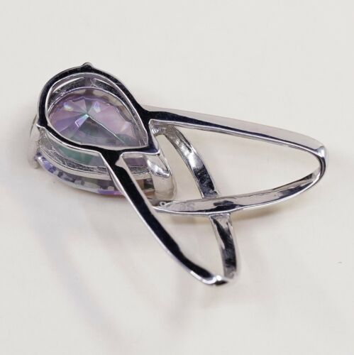 Sterling Silver Handmade Pendant, 925 Silver Frame W/ Rainbow Topaz