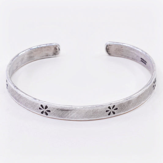6.5”, Vintage Parker Sterling 925 silver Bracelet with flower