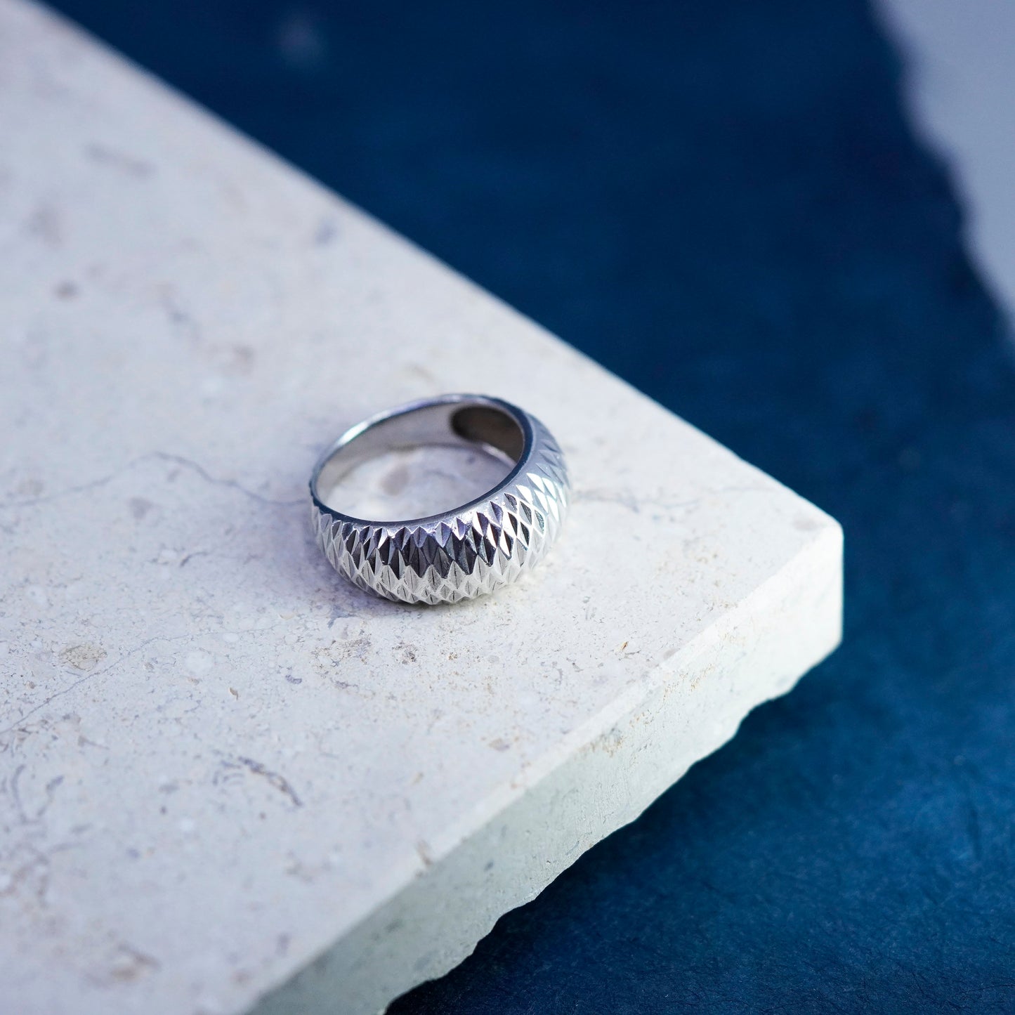Size 8, vintage Sterling silver handmade ring, southwestern 925 textured band