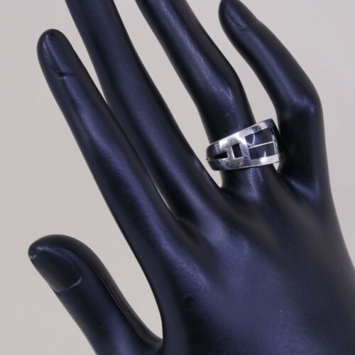 Sz 6.25, Zuni Sterling Silver Handmade Ring, 925 Band W/ Obsidian N Turquoise