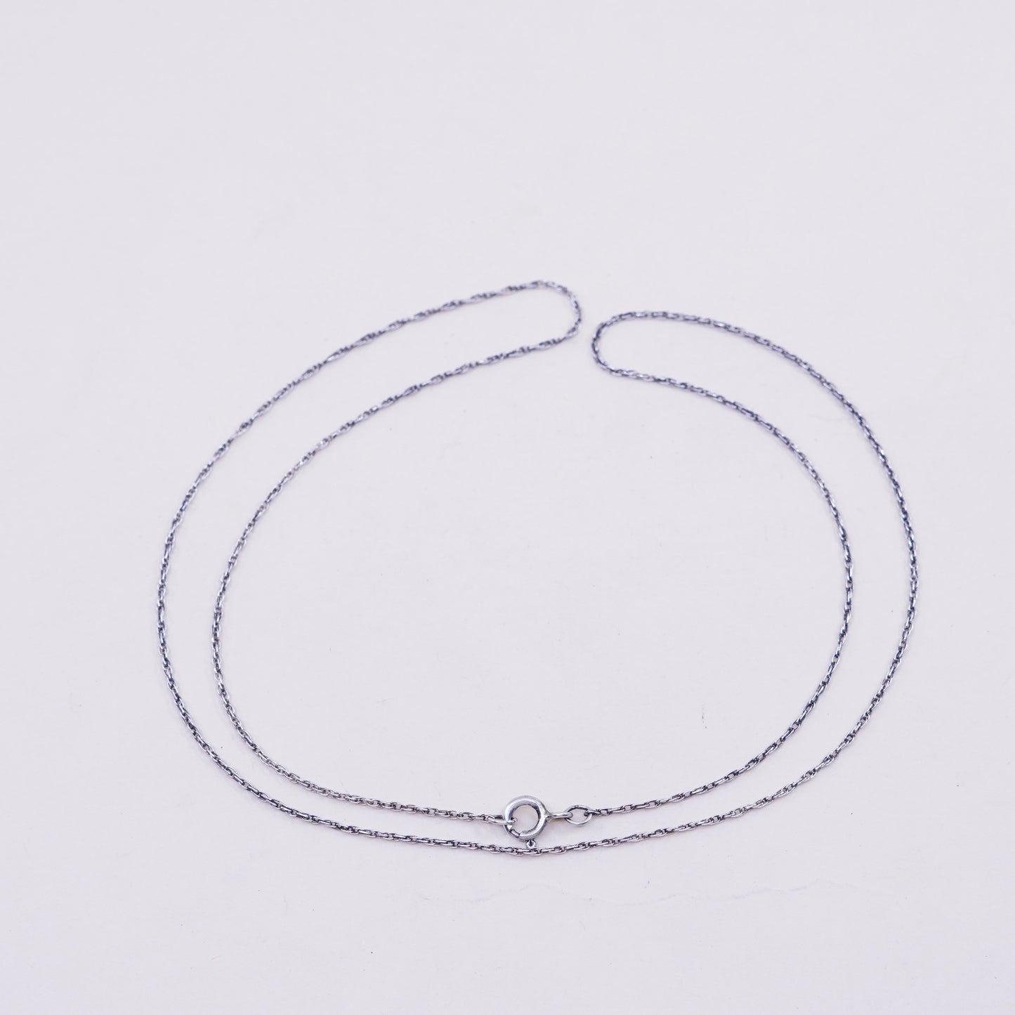 19”, 1mm, Vintage sterling silver circle chain, Italy 925 necklace