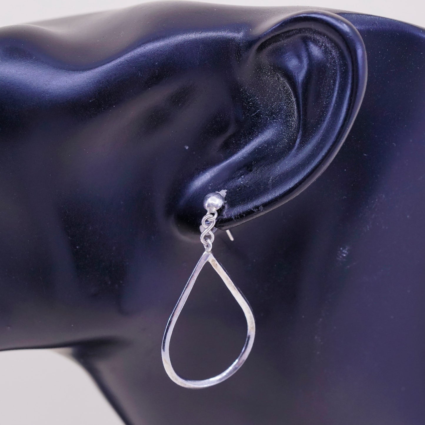 Vintage modern sterling silver handmade earrings, 925 teardrop dangles