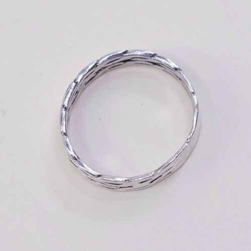 Size 6.75, Vtg Sterling Silver Handmade Ring, 925 Woven Braided Band
