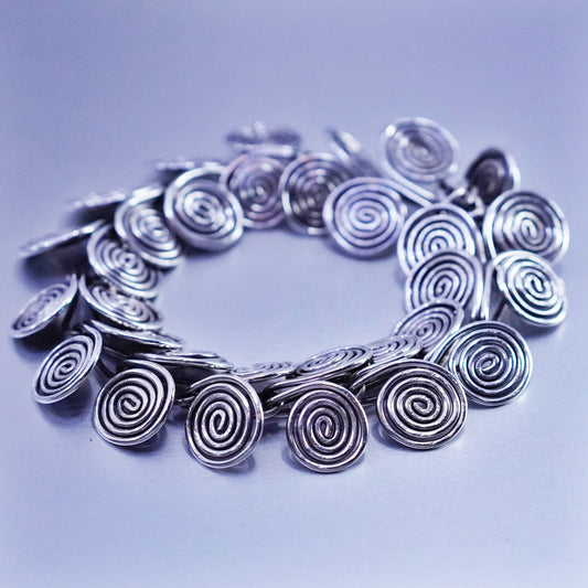 6.25”, Vintage Sterling 925 silver handmade bracelet, swirly chain