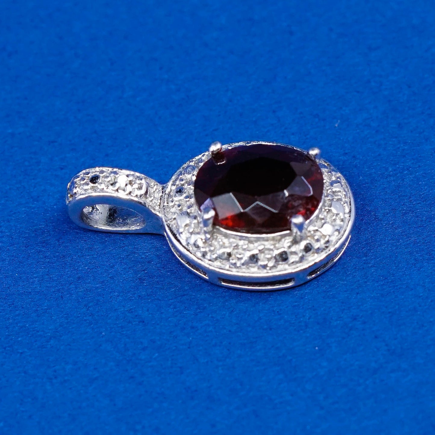 Vintage Sterling silver handmade pendant, 925 with ruby and diamond