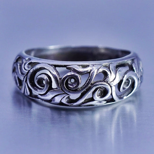 Size 7.25, vintage Sterling 925 silver handmade ring, filigree band
