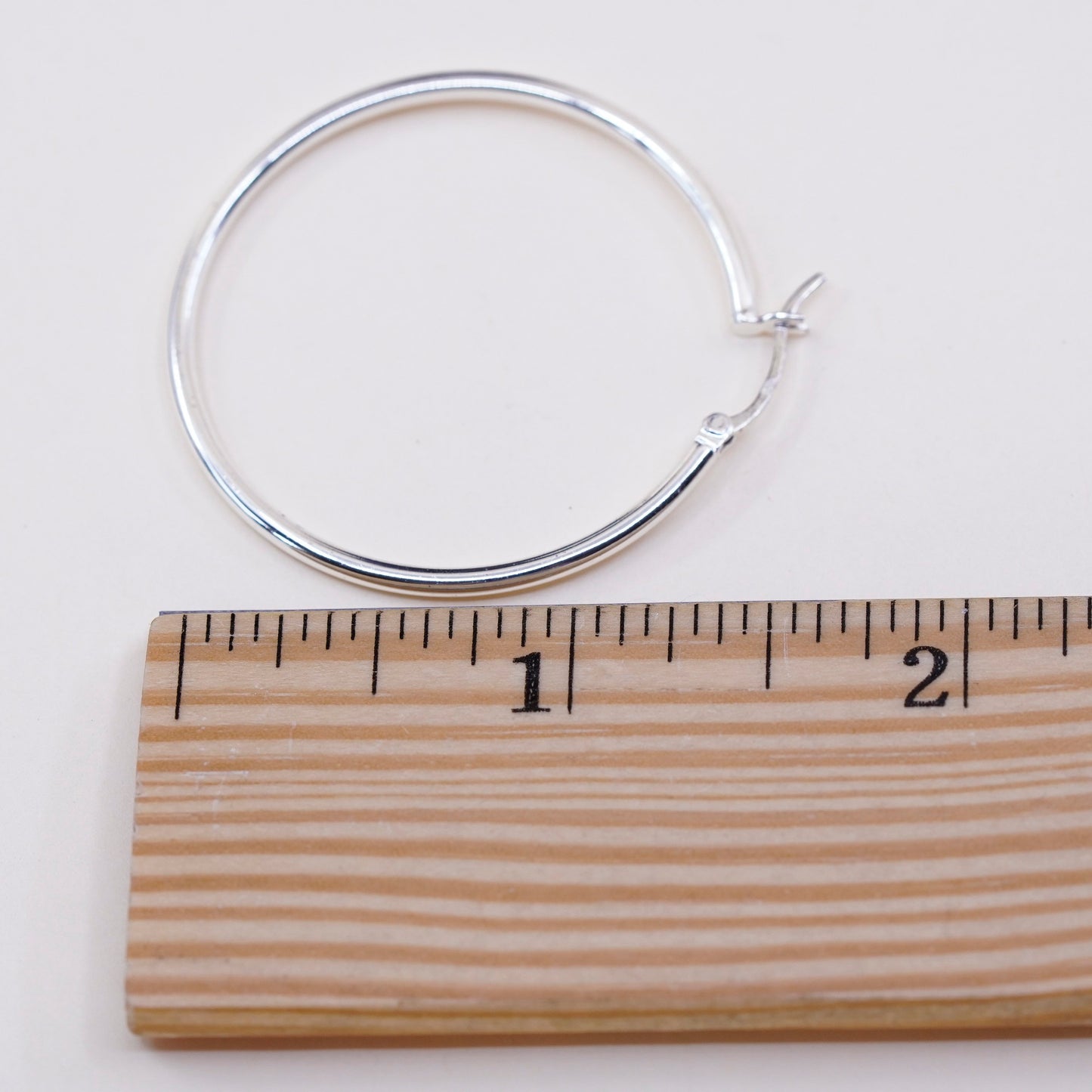 1.5” Vintage sterling silver loop earrings, fashion minimalist primitive hoops
