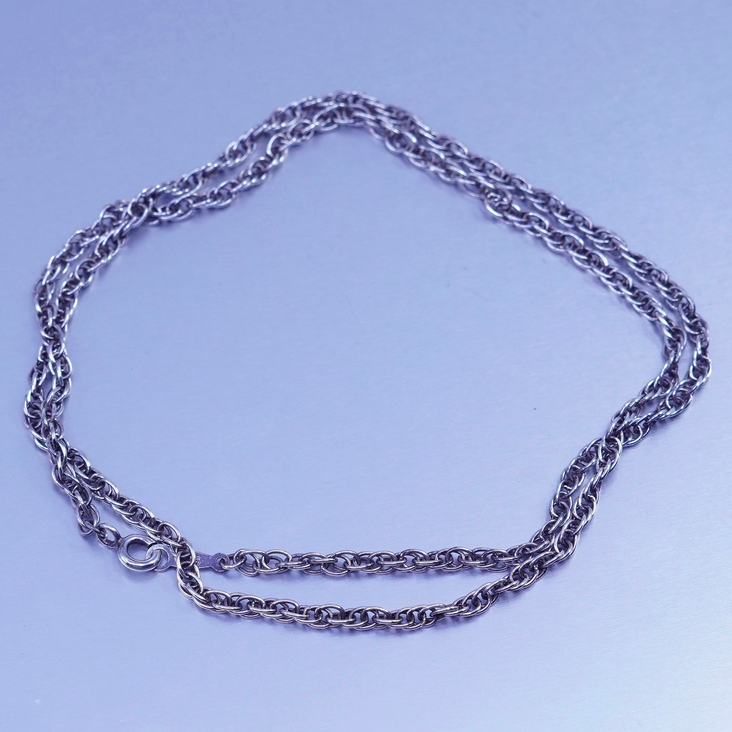18” 2mm, vintage Italy Sterling 925 silver Singapore rope chain necklace