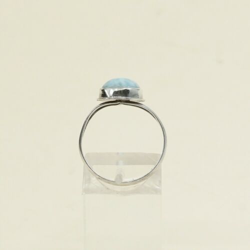 Sz 8.5, Vtg Sterling Silver Handmade Ring, 925 Silver Ring W/ Larimar