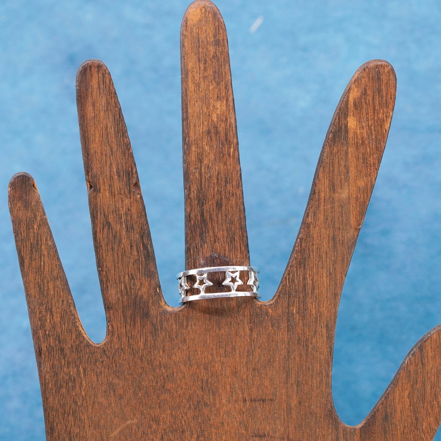 Size 8.5, vintage Sterling silver handmade ring, 925 star band