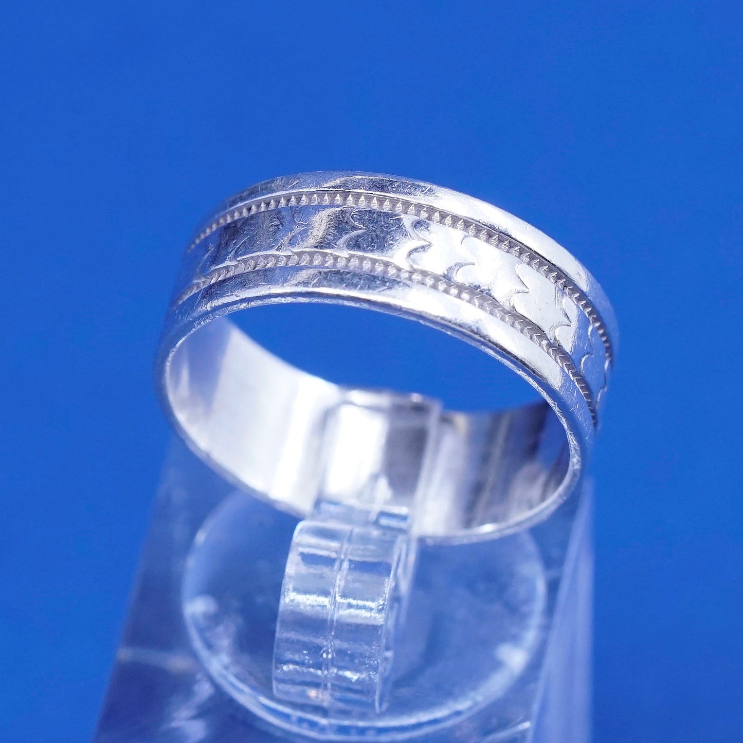 sz 8, vtg Sterling silver handmade ring, southwestern 925 textured band