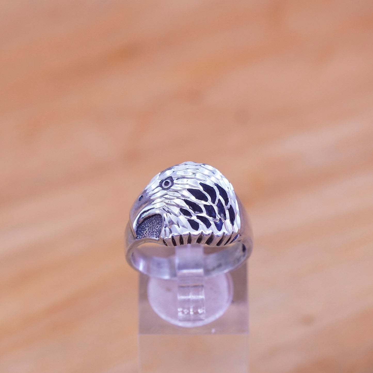 sz 10.25, vintage Wheeler jewelry Sterling silver handmade ring, 925 eagle band
