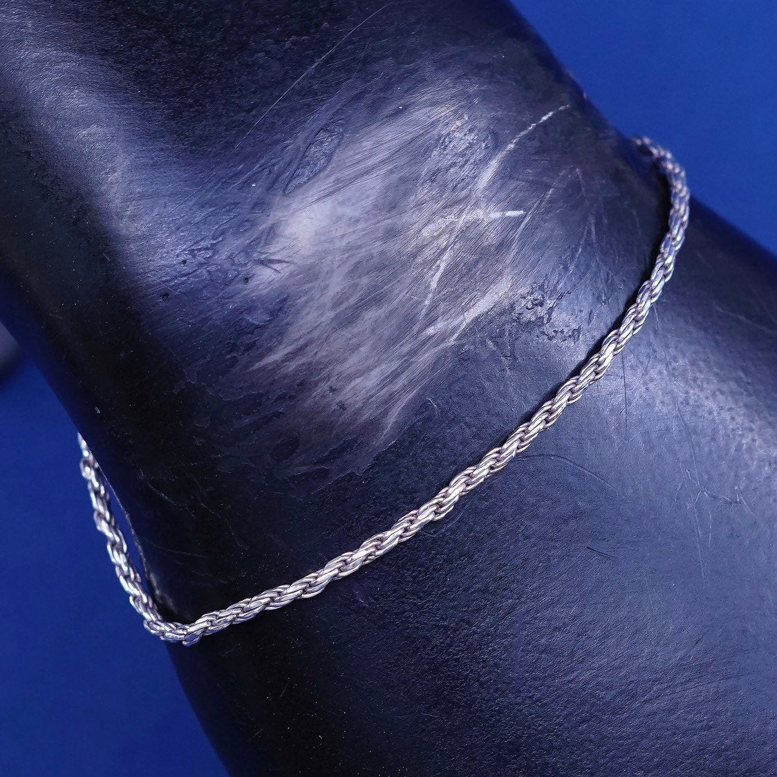 7.75", vtg sterling silver handmade bracelet, Italy 925 French rope chain