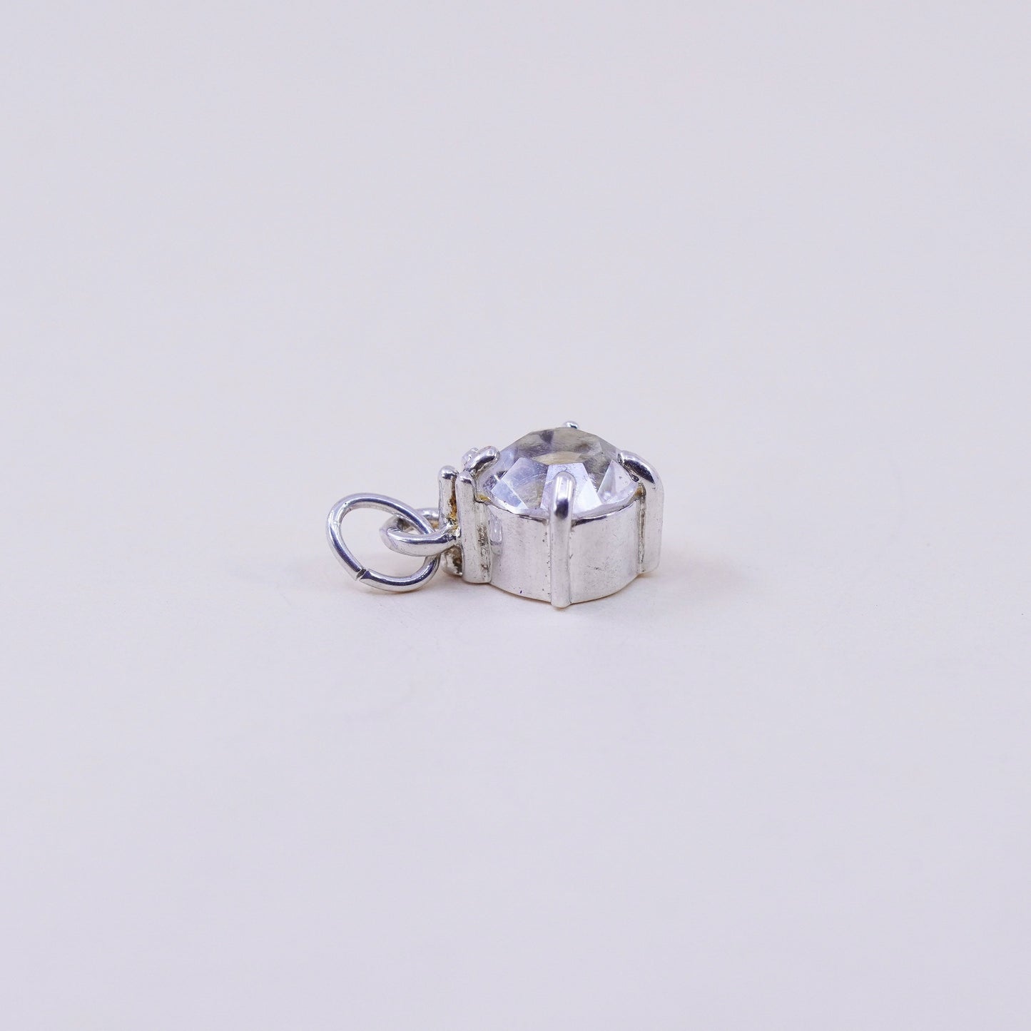 Vintage sterling silver handmade pendant, 925 cz charm