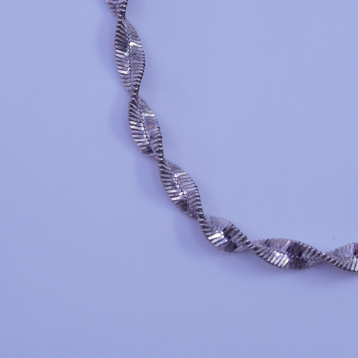 7.25”, Vintage Italy Sterling 925 silver handmade bracelet, twisted link anklet