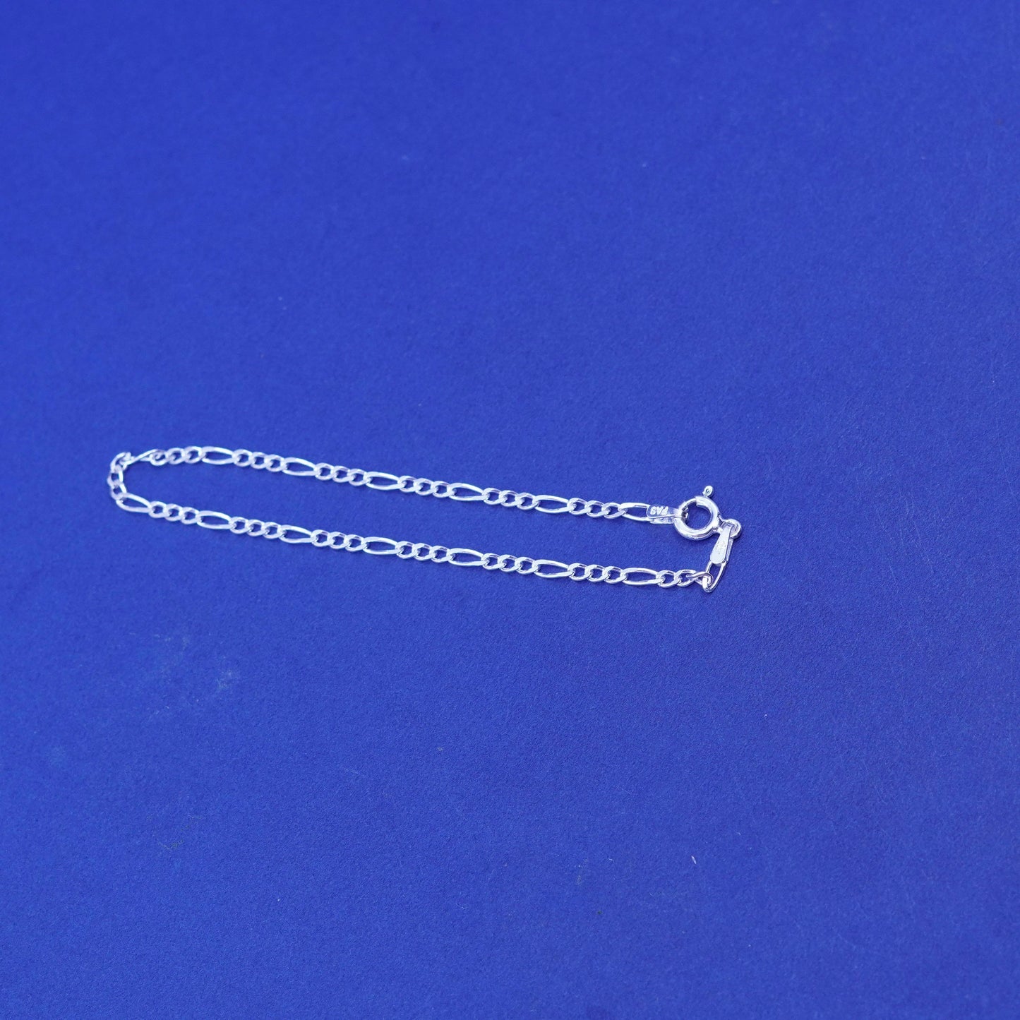 7”, 2mm, vintage Sterling silver figaro bracelet, 925 chain