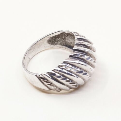 Size 6, Vtg Sterling Silver Handmade Ribbed Ring taxco 925 Silver Band