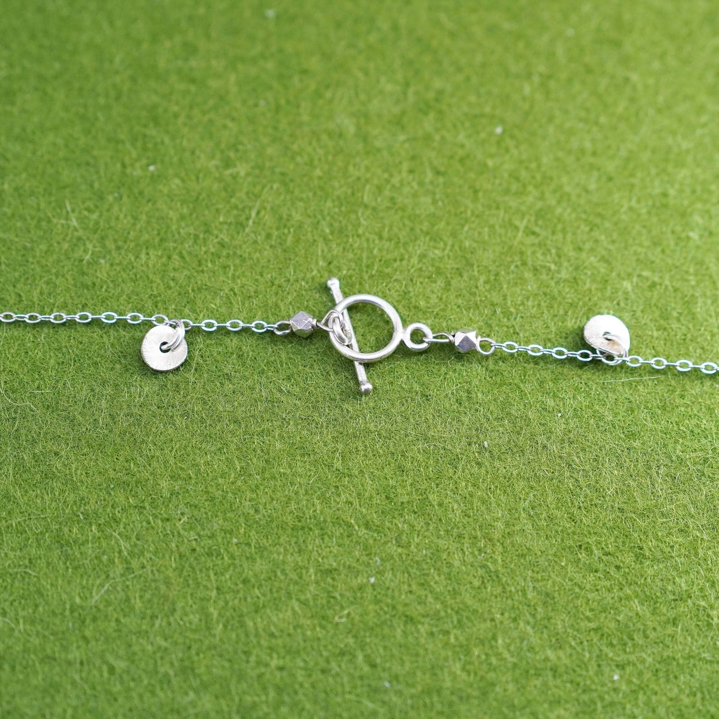 40”, Italy 925 Sterling Silver extra long circle chain necklace w/ disc charms