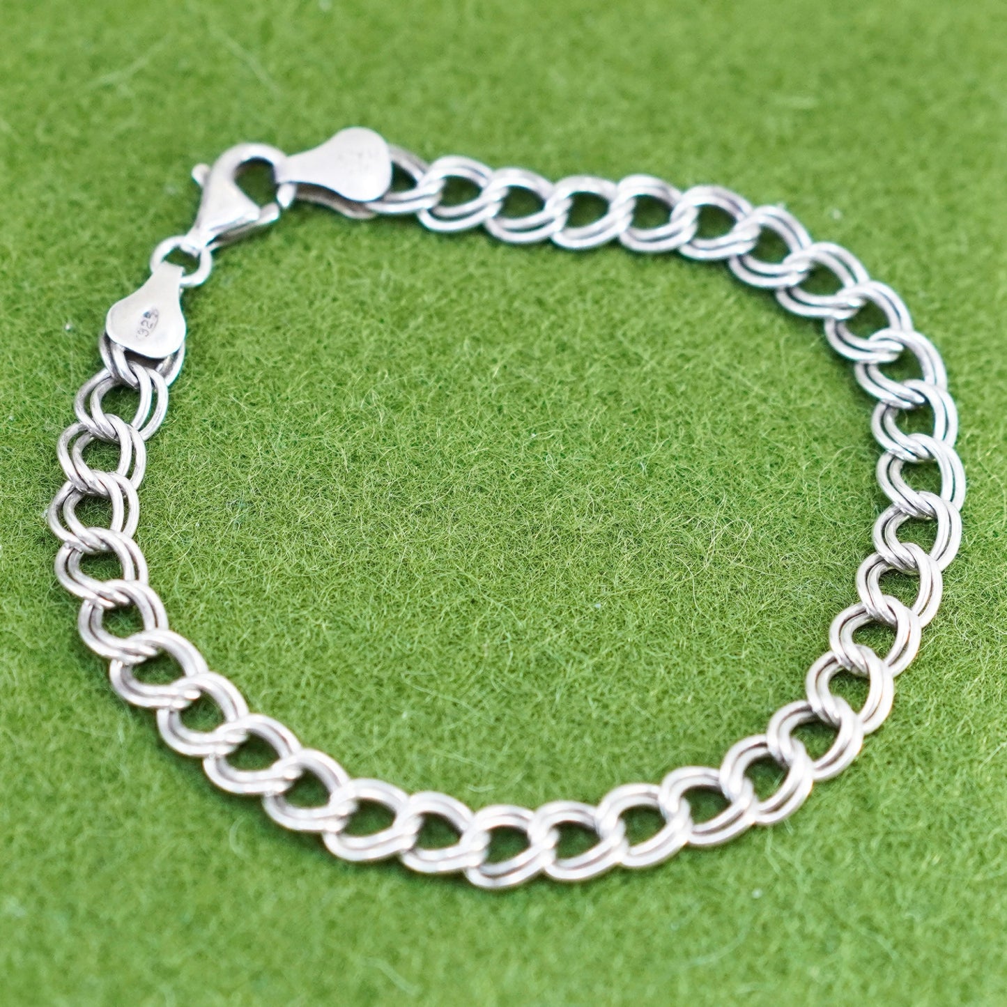 7”, 6mm, Vintage sterling silver bracelet, 925 double curb chain